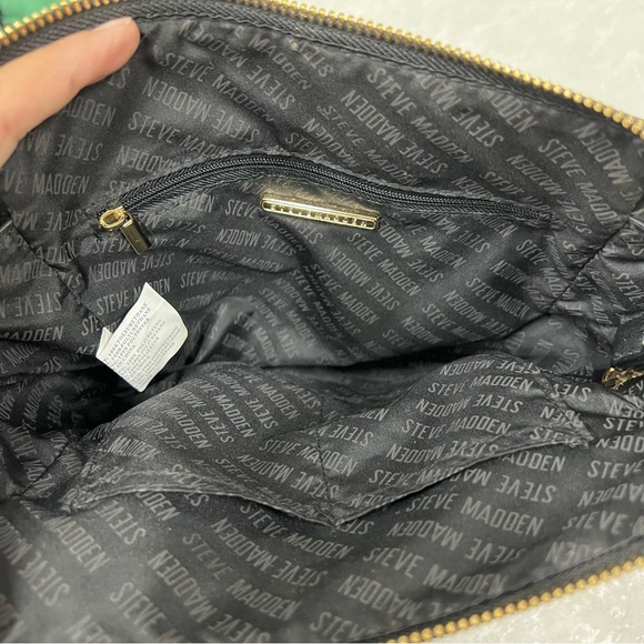 Steve Madden Black Floral Logo Printed Chain Strap Crossbody Roses Shoulder Bag - Picture 5 of 15